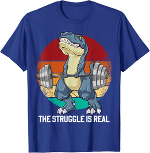 Dinosaur The Struggle Is Real Weightlifting T Rex Workout T-Shirt - T-Shirt | Royal