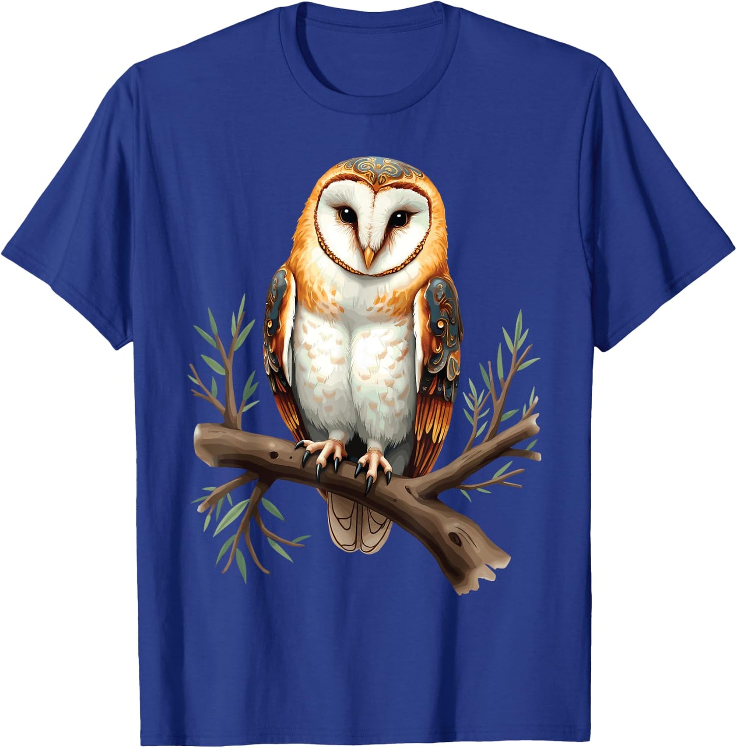 Perched Owl, Owl Illustration T-Shirt - T-Shirt | Royal