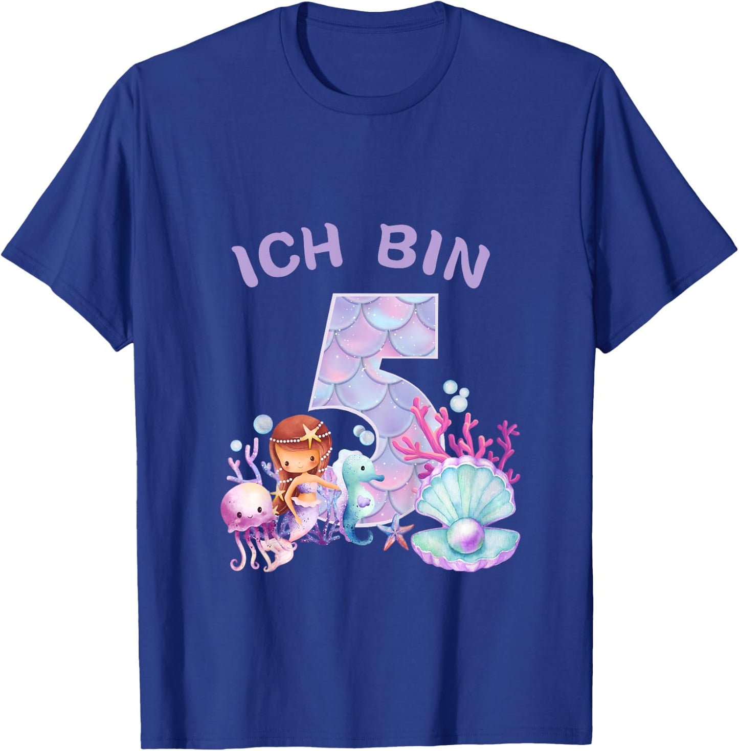 Kids Kids 5th Birthday Shirt Mermaid Mermaid Girls 5 Years , black T-Shirt - T-Shirt | Royal