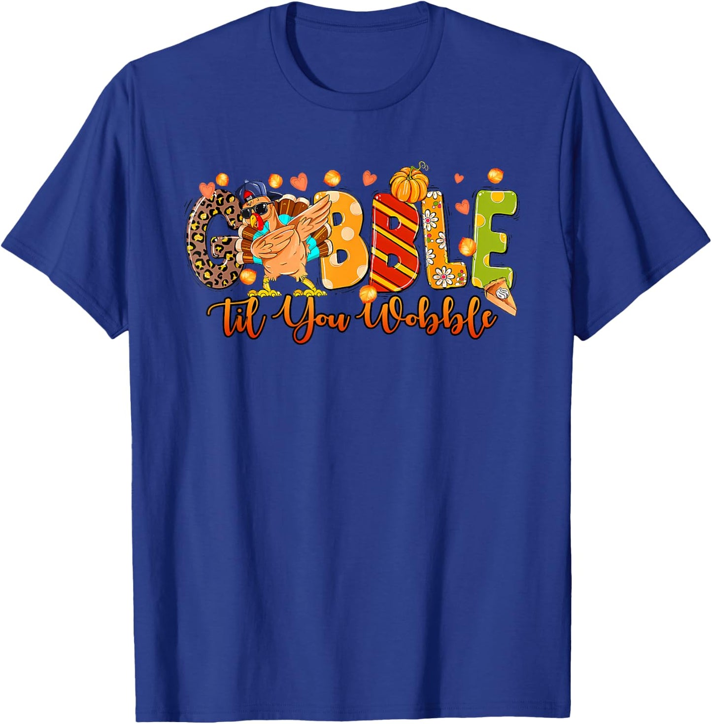 Gobble Til You Wobble Turkey Toddler Kids Baby Thanksgiving T-Shirt - T-Shirt | Royal