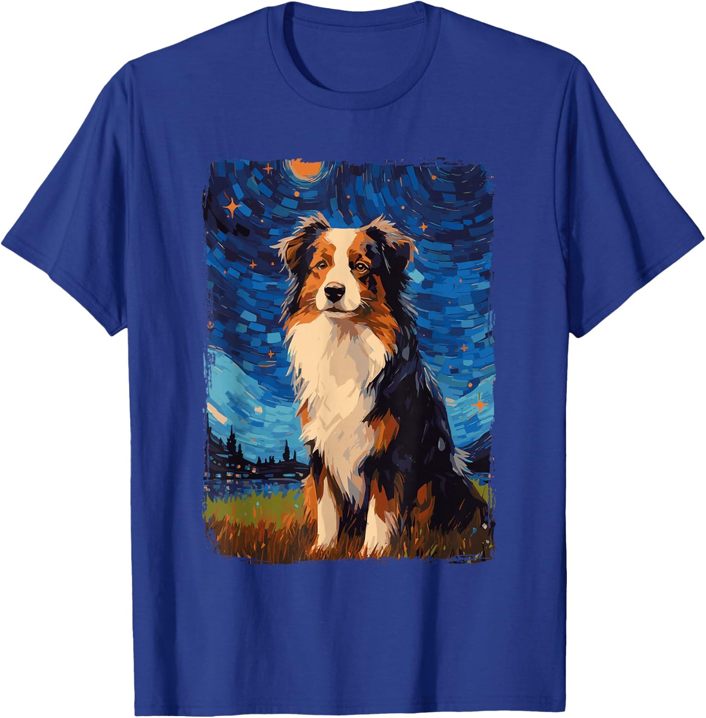 Australian Shepherd Starry Night Aussie T-Shirt - T-Shirt | Royal