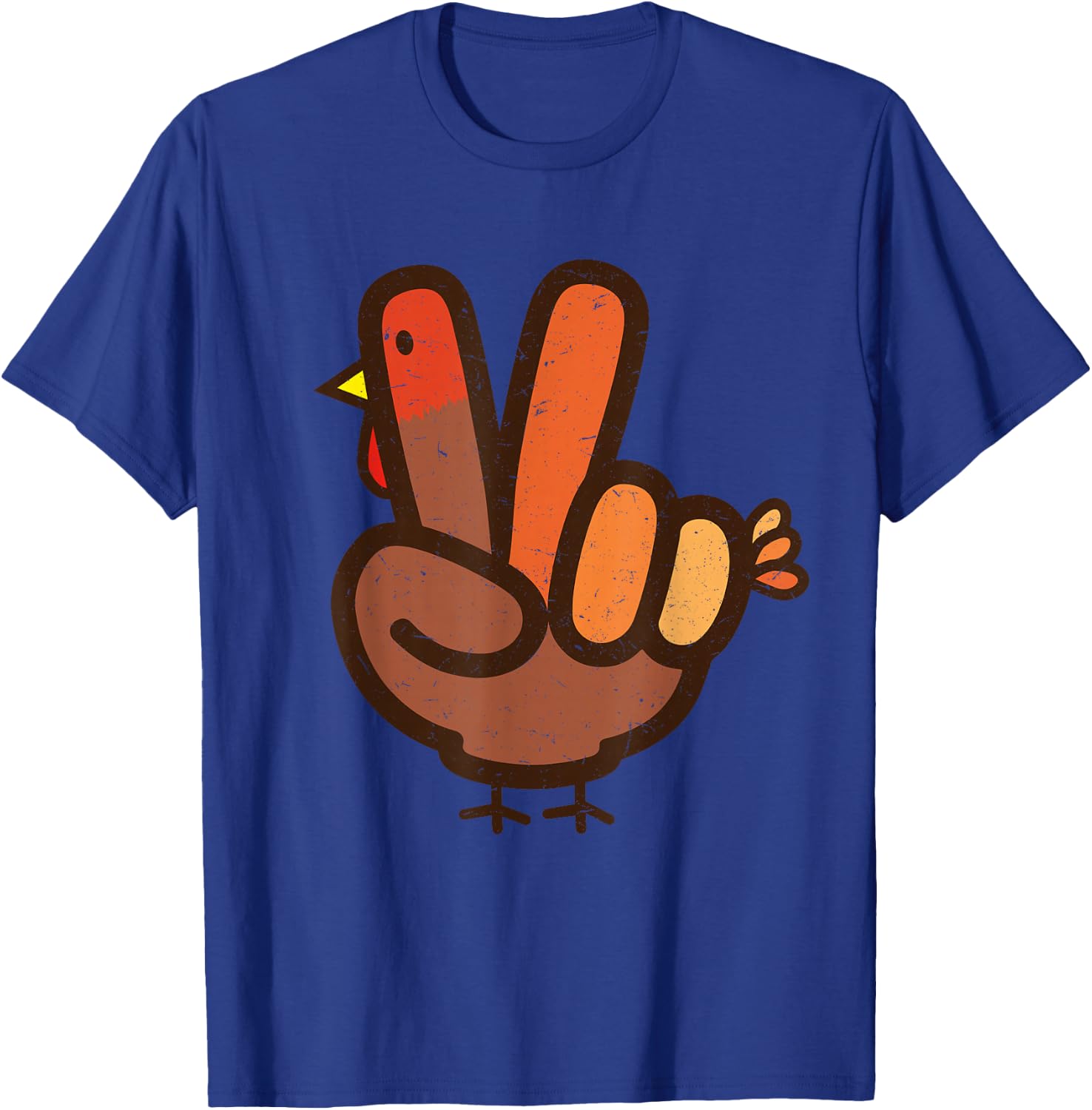 Peace Sign No Turkey Hand Kids Teens Family Thanksgiving T-Shirt - T-Shirt | Royal