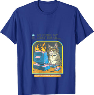 Steven Rhodes As Purr My Last Email Cat Humor V-Neck T-Shirt - T-Shirt | Royal