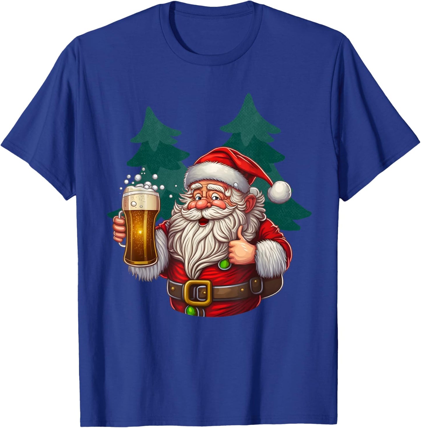 Funny Christmas Santa Drinking Beer Costume T-Shirt - T-Shirt | Royal