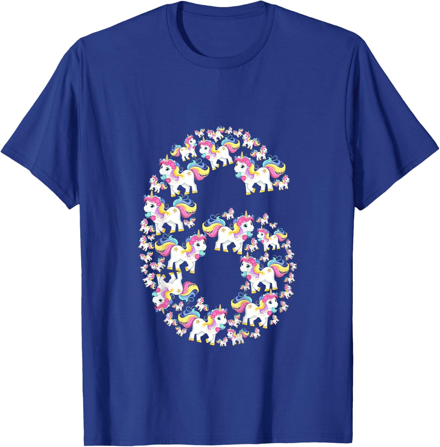 Kids Unicorn 6th Birthday Kids Girls 6 Years Old Sixth Six T-Shirt - T-Shirt | Royal