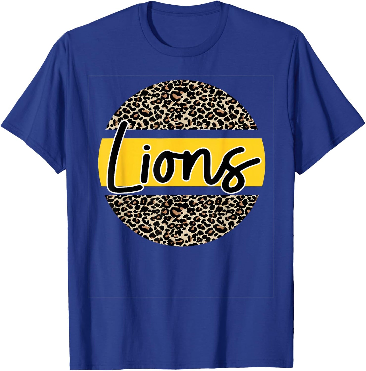 Lions School Spirit Leopard Print Yellow T-Shirt - T-Shirt | Royal