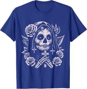 Skull Santa Muerte Grim Reaper , Black, S T-Shirt - T-Shirt | Royal