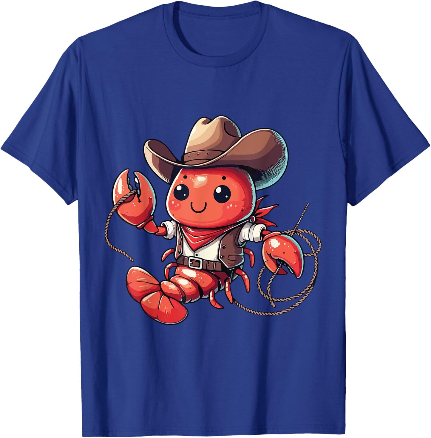 Western Rodeo Cowboy Outfit Hat Lobster Texas Animals T-Shirt - T-Shirt | Royal