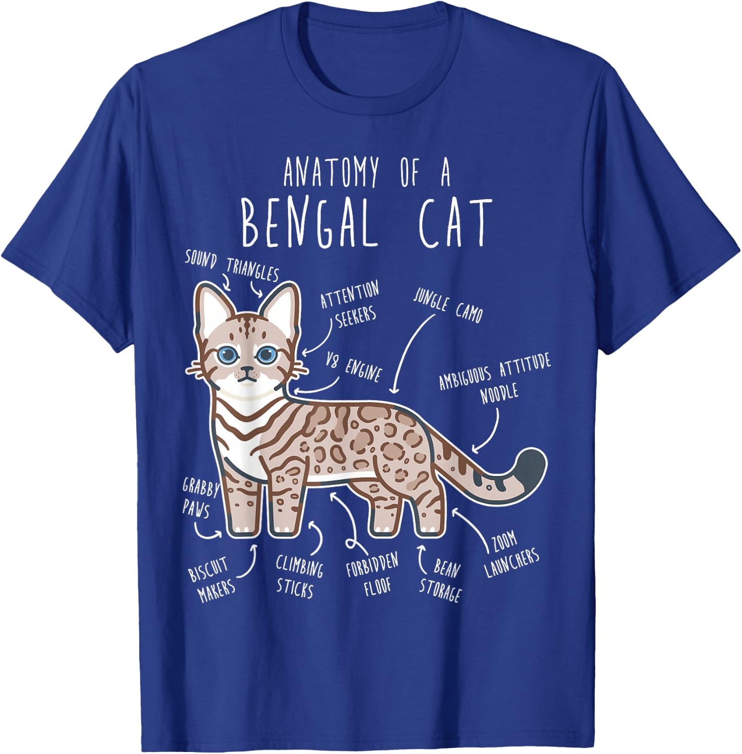 Snow Bengal Cat Seal Lynx Anatomy, Funny Cute Pet Mom Dad Men Women Girls Kids T-Shirt - T-Shirt | Royal