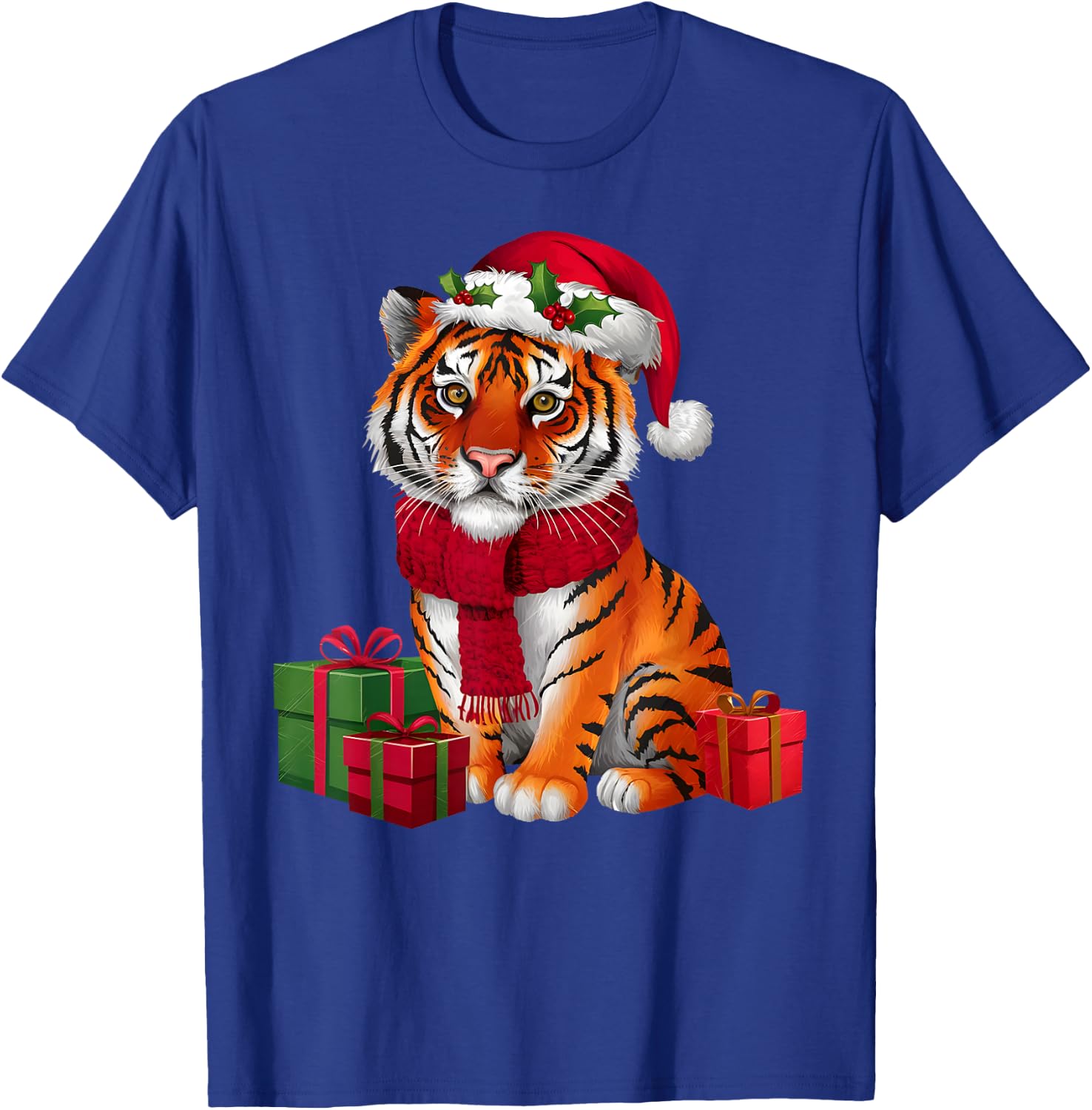 Xmas Holiday Santa Bengal Tiger Christmas T-Shirt - T-Shirt | Royal
