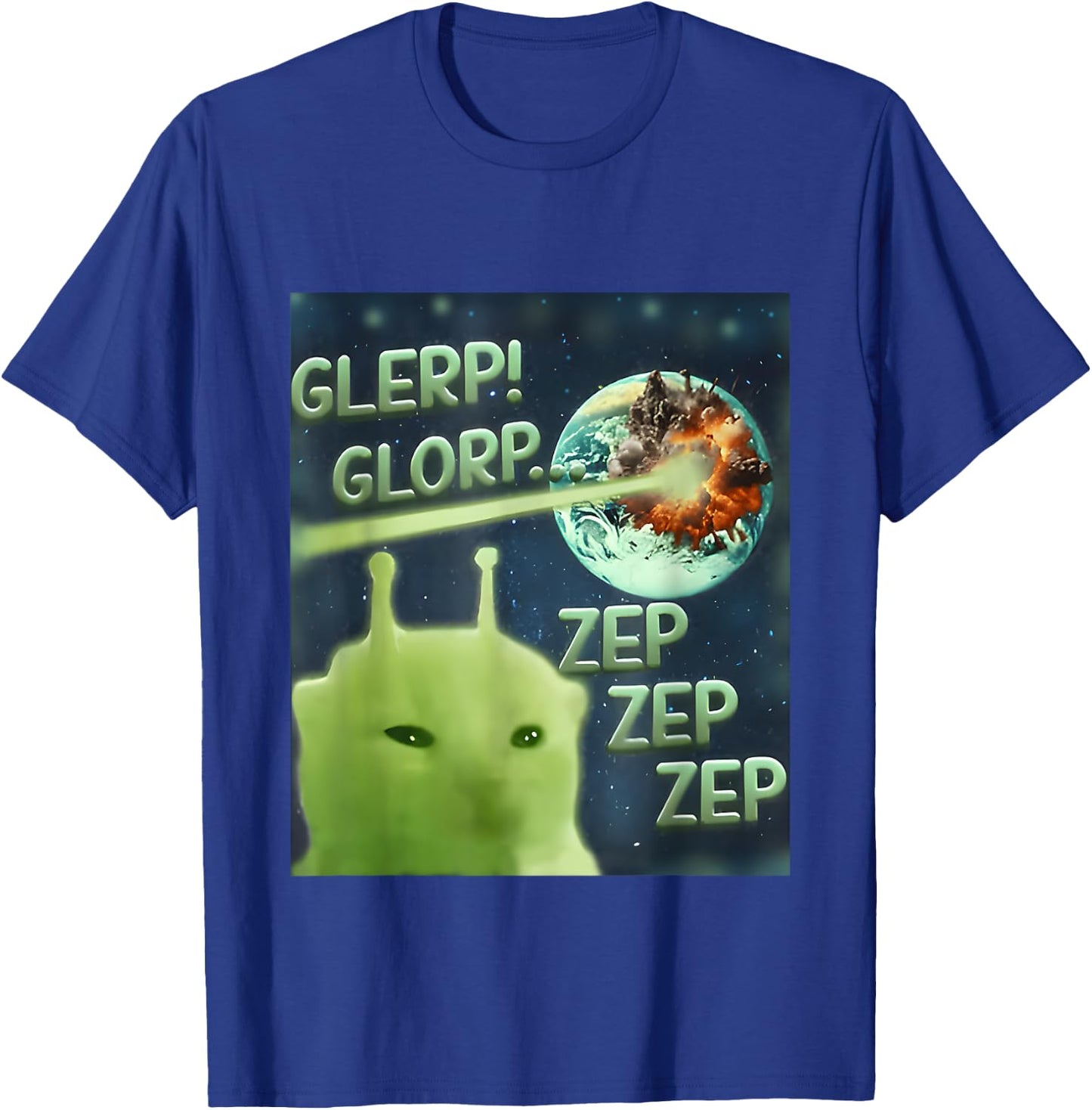 Glerp Glorp Funny Alien Cat Meme, Brainrot , Costume T-Shirt - T-Shirt | Royal
