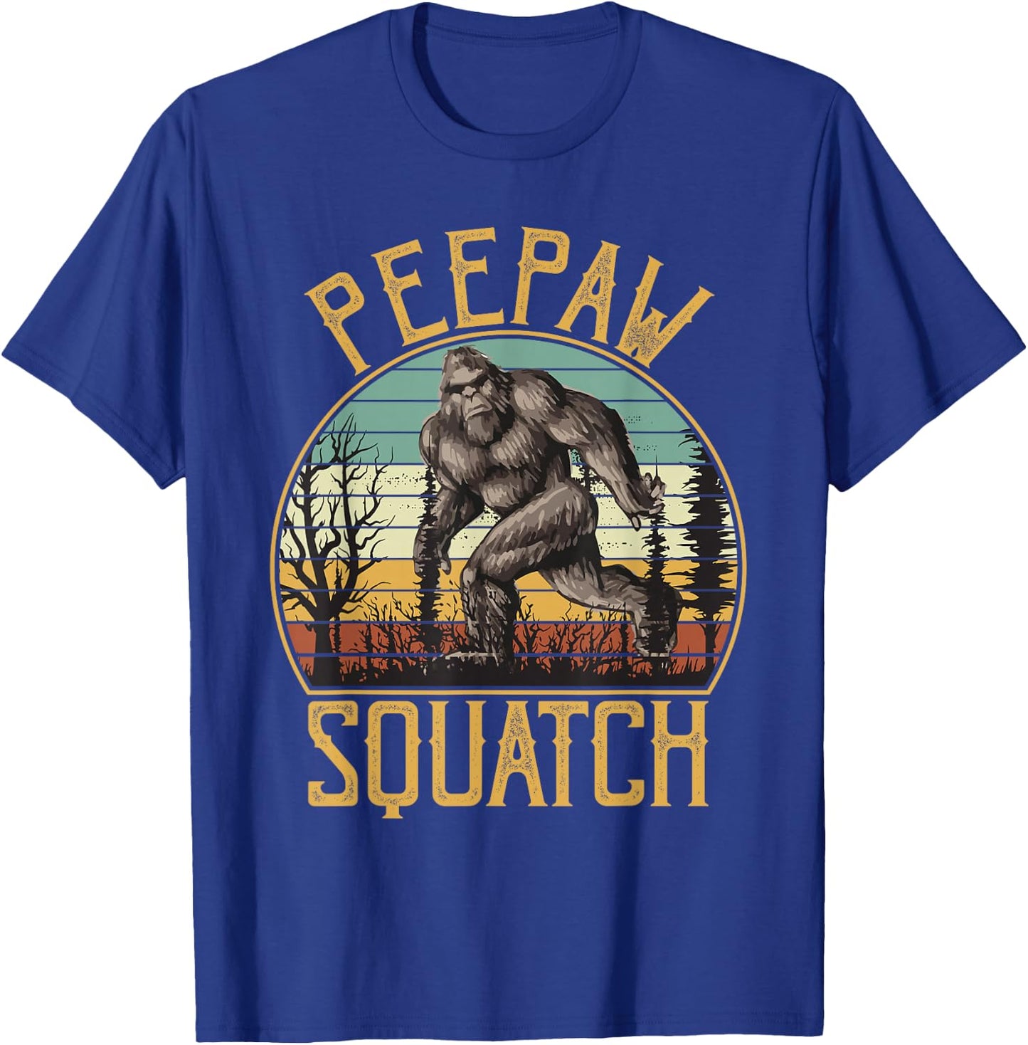 Peepaw Squatch Bigfoot Grandpa Sasquatch Family Matching T-Shirt - T-Shirt | Royal