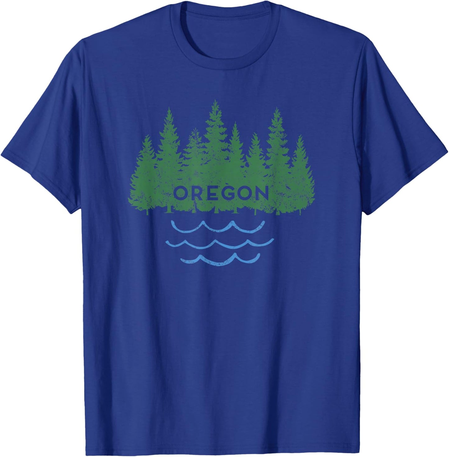 Oregon Trees Silhouette Nature Outdoorsy Men Women Kids T-Shirt - T-Shirt | Royal