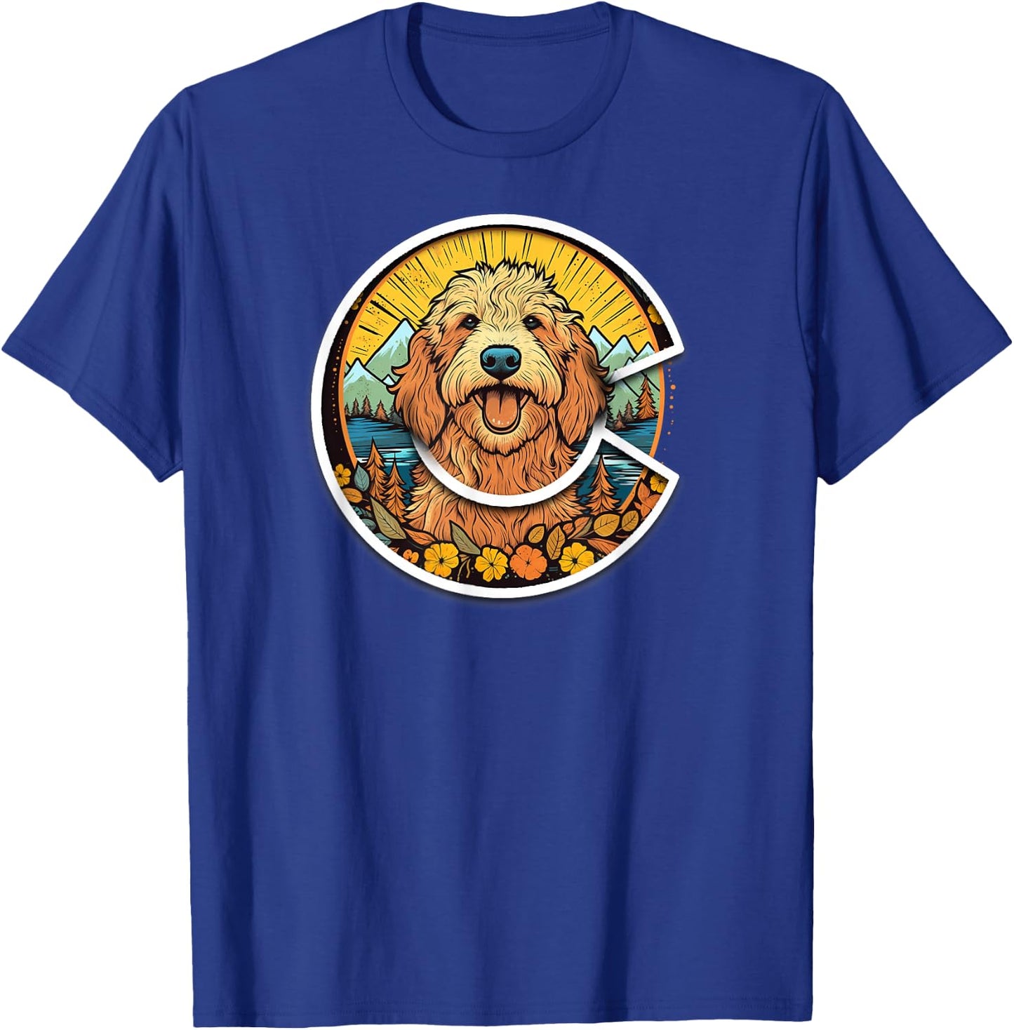 Colorado GoldenDoodle - Cute Doodle Dog in the Mountains T-Shirt - T-Shirt | Royal