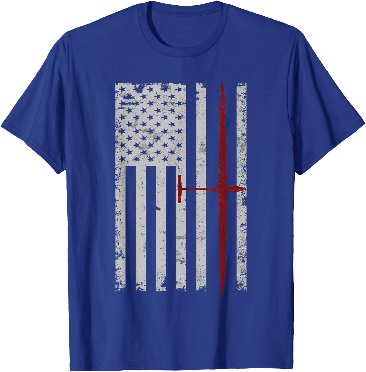 Glider Sailplane Pilot Patriotic Flag Soaring T-Shirt - T-Shirt | Royal
