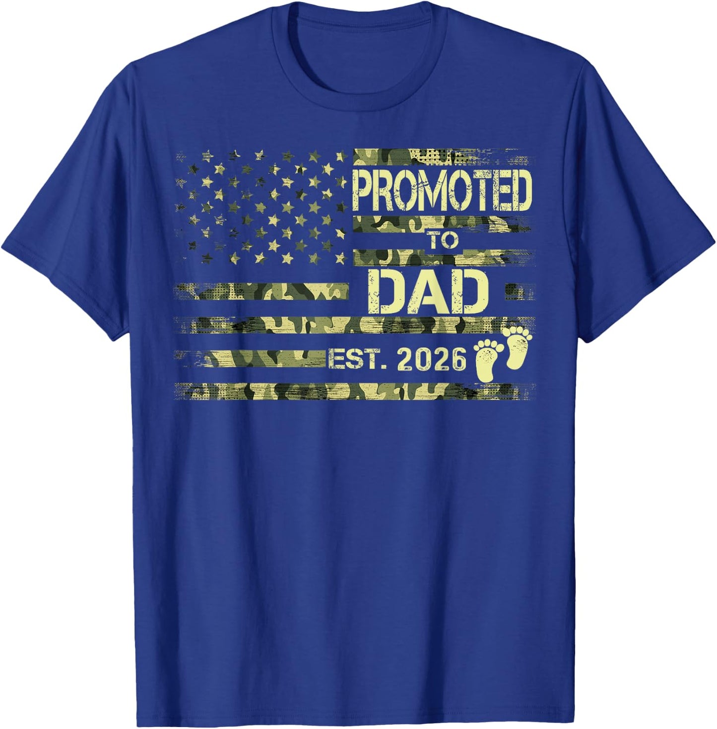 Promoted To Dad Est 2026 Pregnancy American Flag Camo Kids Men T-Shirt - T-Shirt | Royal