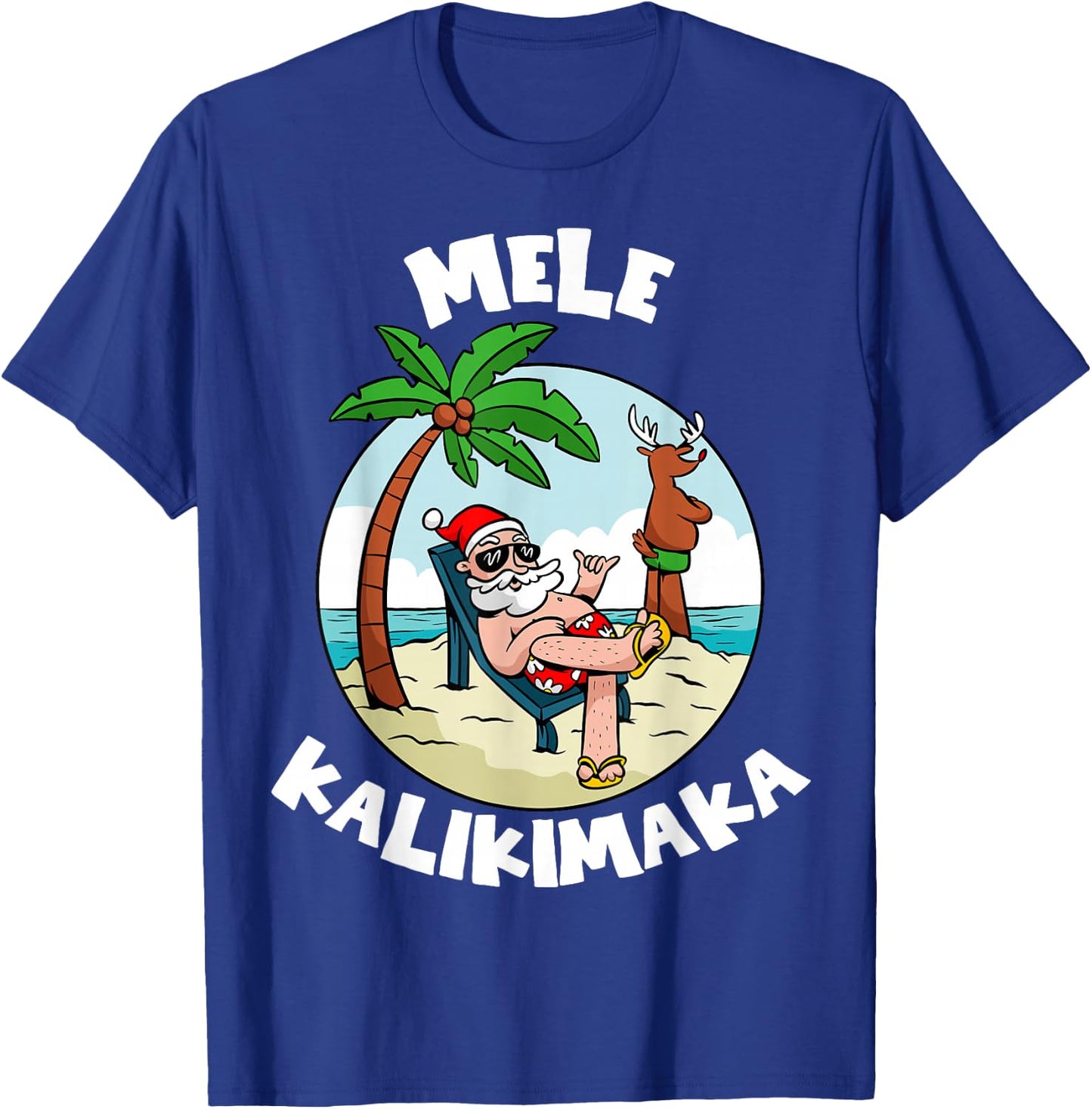 Mele Kalikimaka Hawaii Christmas Surfing Santa Xmas Summer T-Shirt - T-Shirt | Royal