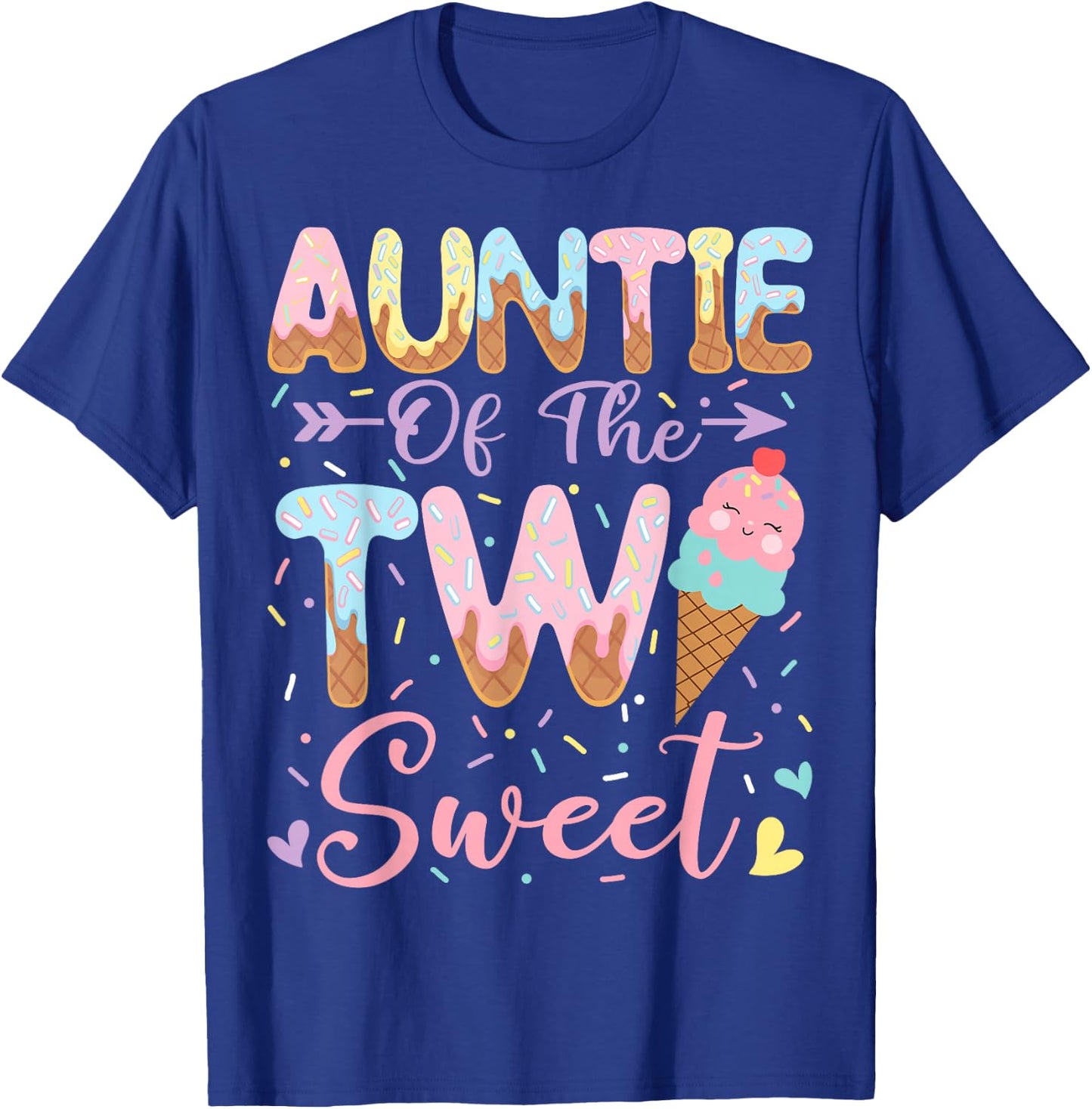 Auntie of The Two Sweet 2nd Birthday Girl Ice Cream T-Shirt - T-Shirt | Royal