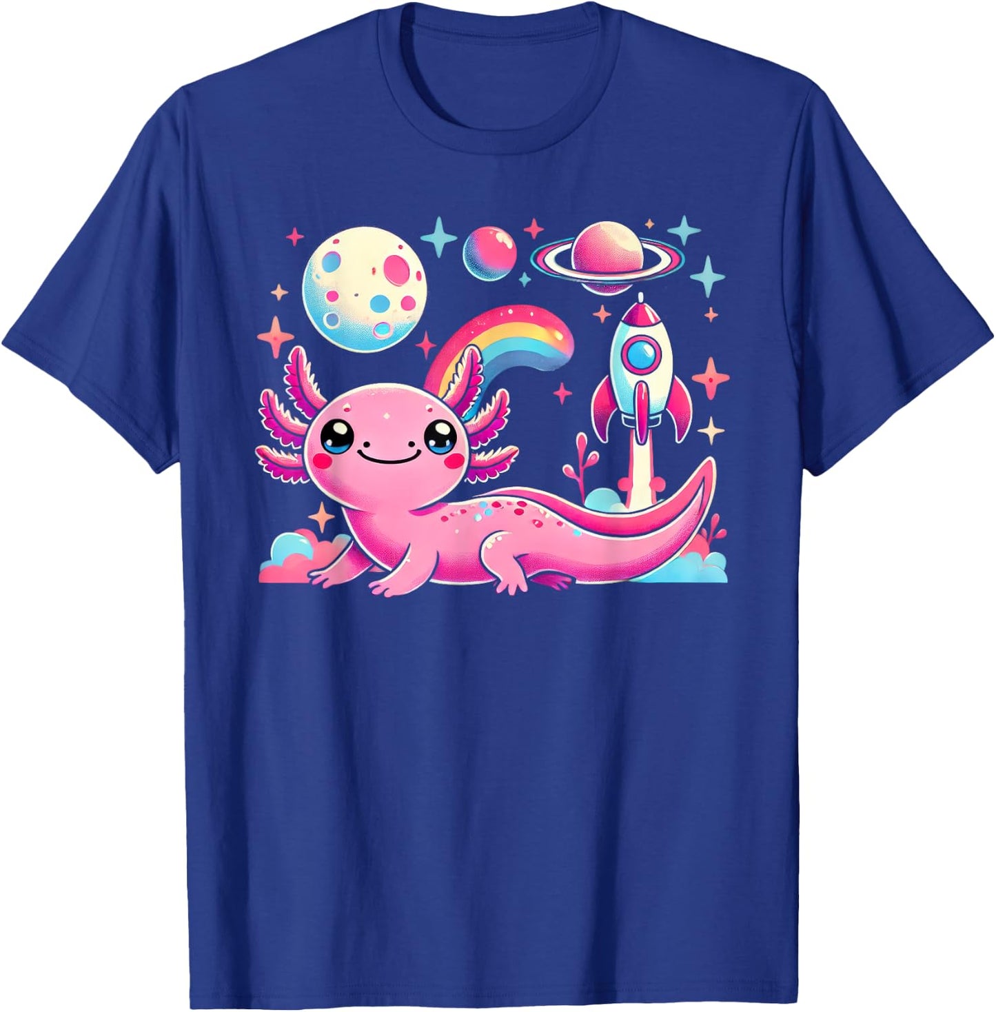 Kawaii Anime Astronaut Axolotl Lover Planets Space Kids T-Shirt - T-Shirt | Royal