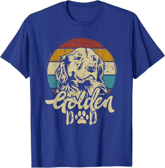 Golden Dad Retro Sunset Golden Retriever Lover Gift Dog Papa T-Shirt - T-Shirt | Royal