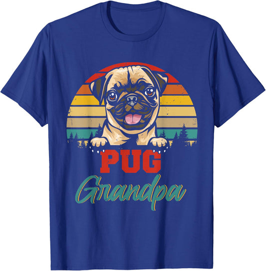 Vintage Retro Pug Grandpa Cool Father's Day Dog Lover Men Women Kids T-Shirt - T-Shirt | Royal