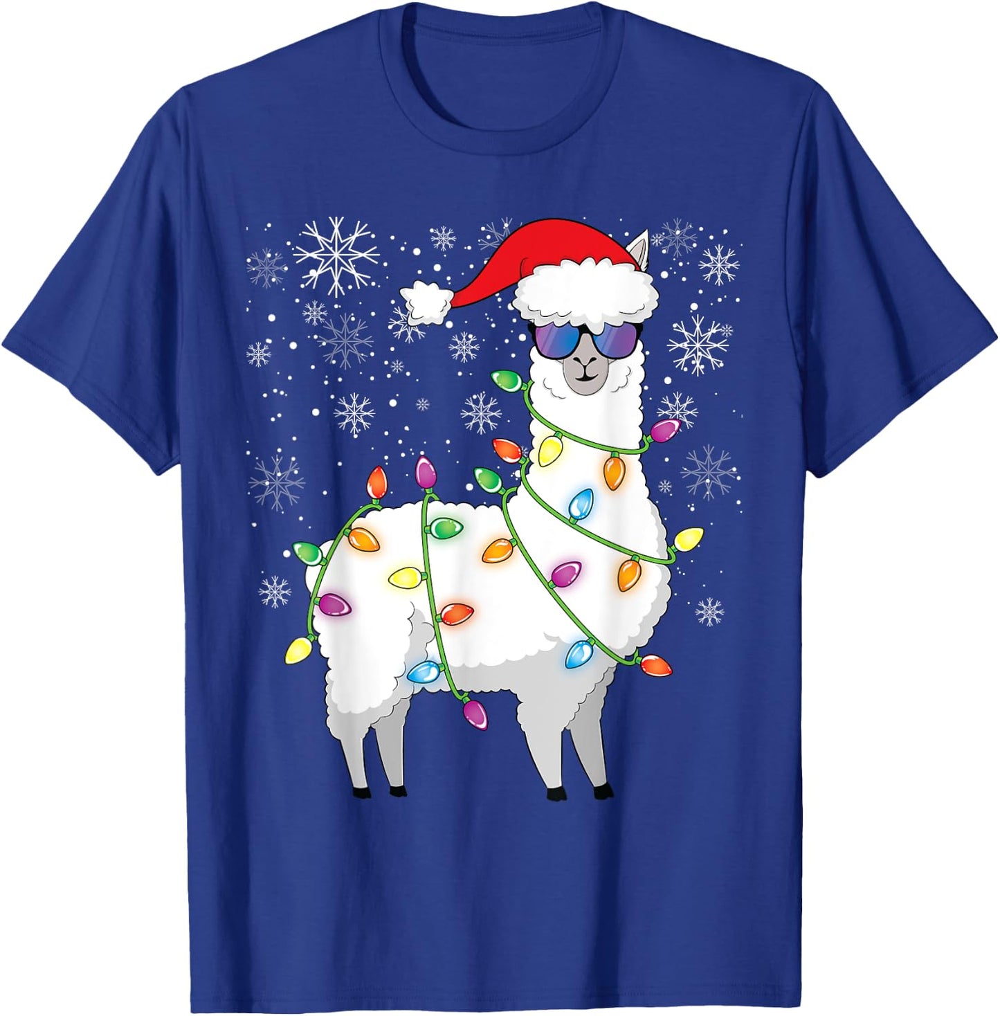 Christmas Llama Funny Christmas Alpaca Santa Llama T-Shirt - T-Shirt | Royal