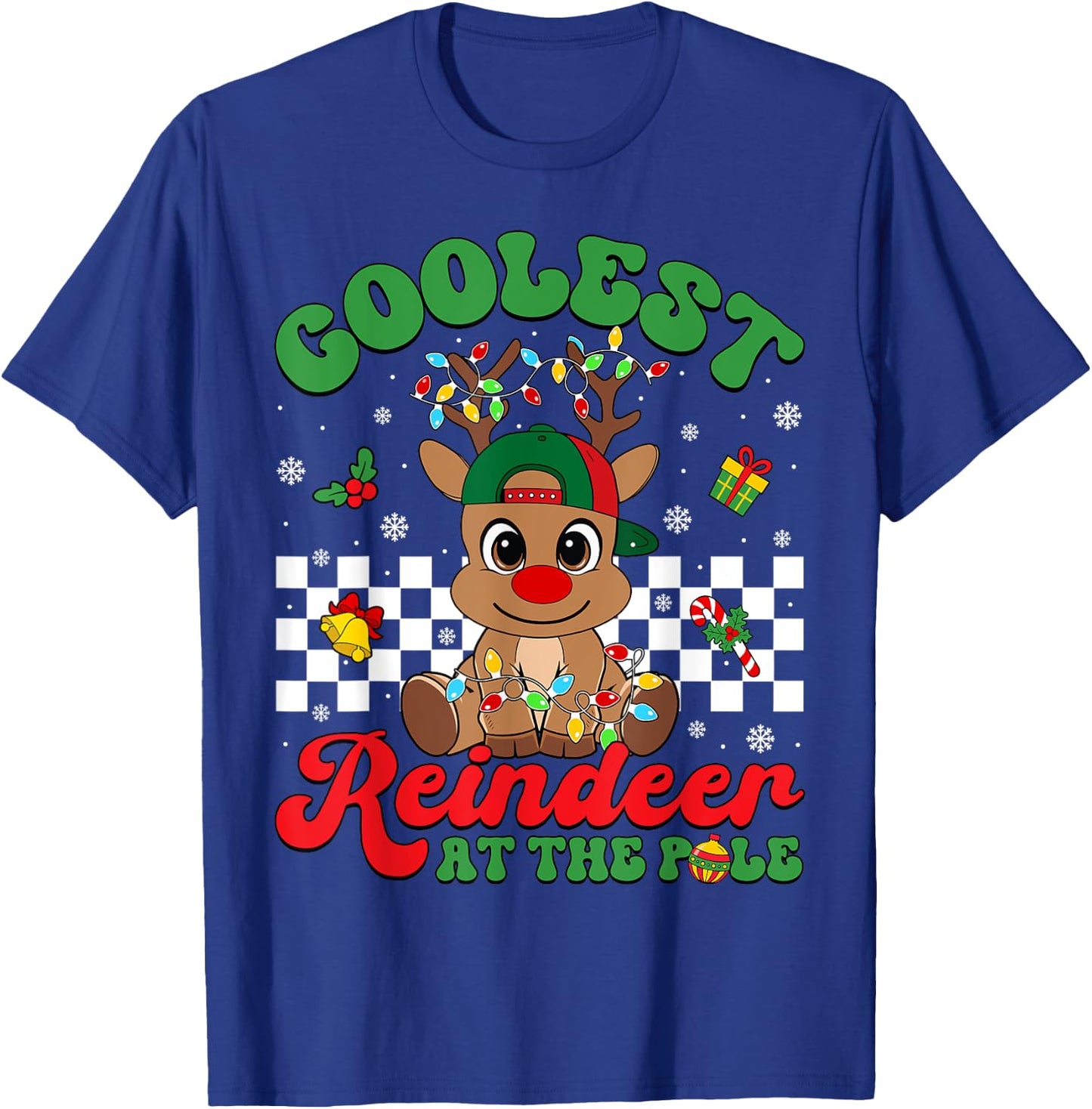 Coolest Reindeer At The Pole North Pole Christmas Boys Kids T-Shirt - T-Shirt | Royal