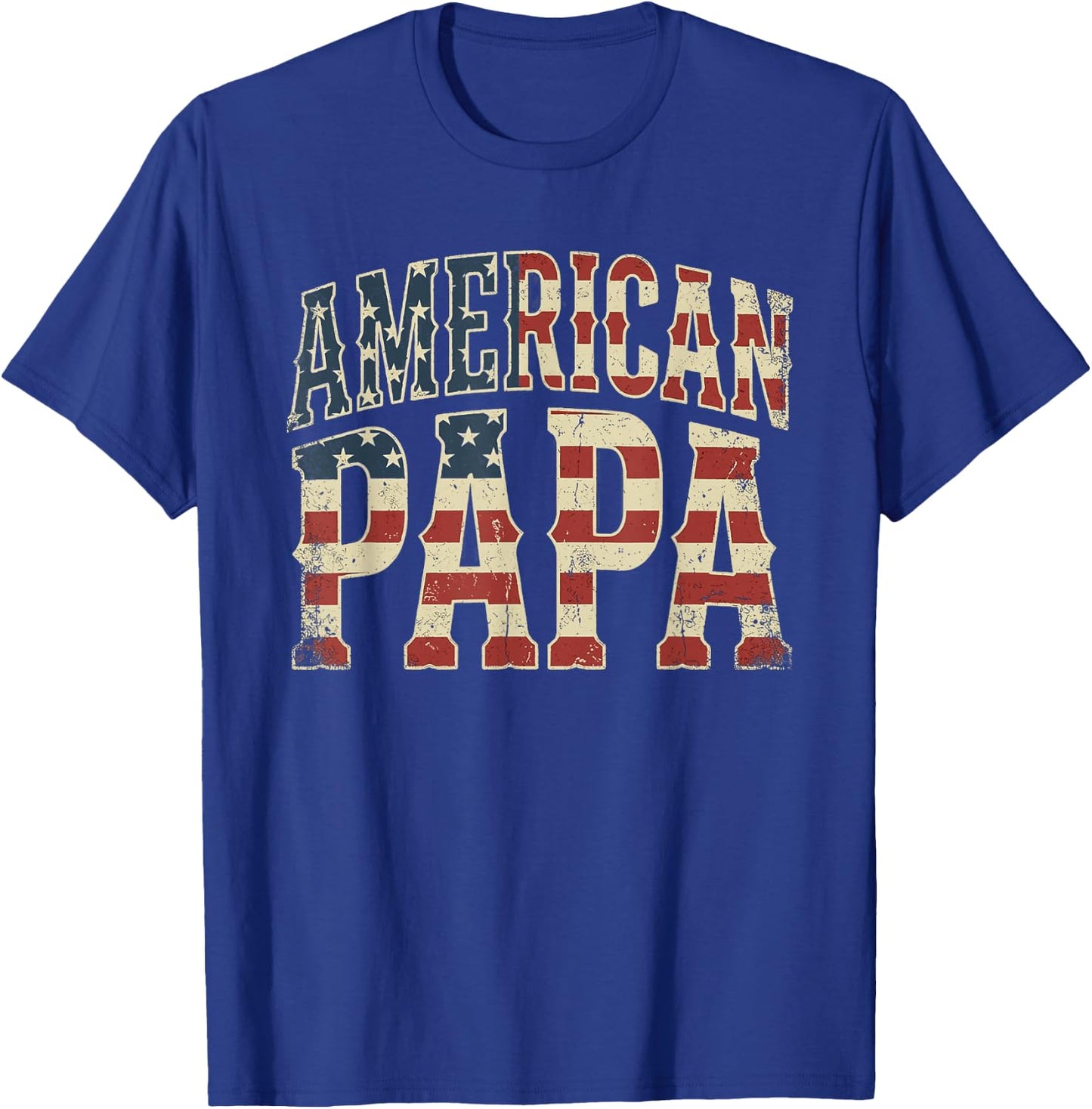 Retro Camo Dad American Flag Papa Fathers Day T-Shirt - T-Shirt | Royal