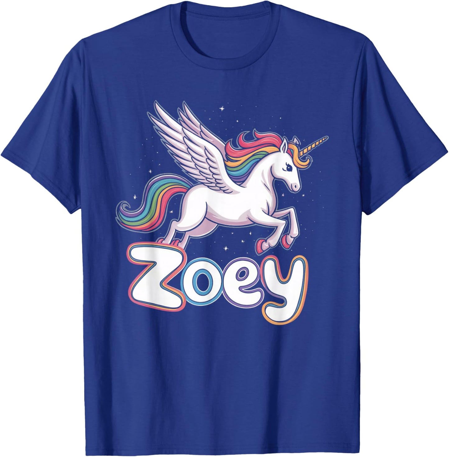 Magical Zoey Unicorn Girl First Name Design T-Shirt - T-Shirt | Royal