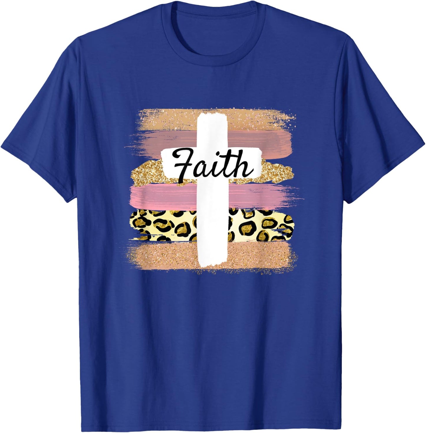 Christian Faith & Cross Leopard Cheetah Ombre Print Jesus T-Shirt - T-Shirt | Royal