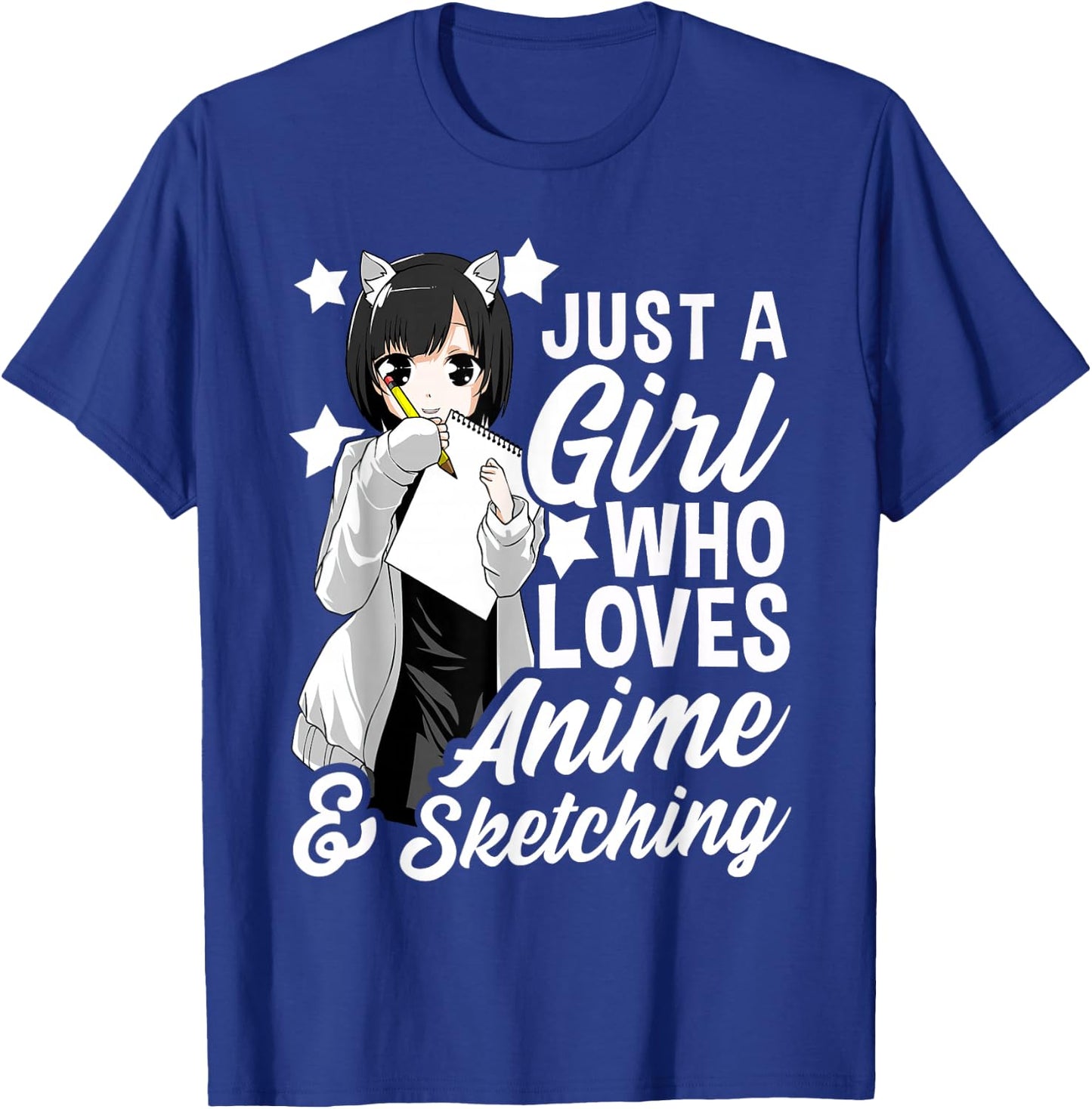 Just A Girl Who Loves Anime and Sketching Drawing T-Shirt - T-Shirt | Royal