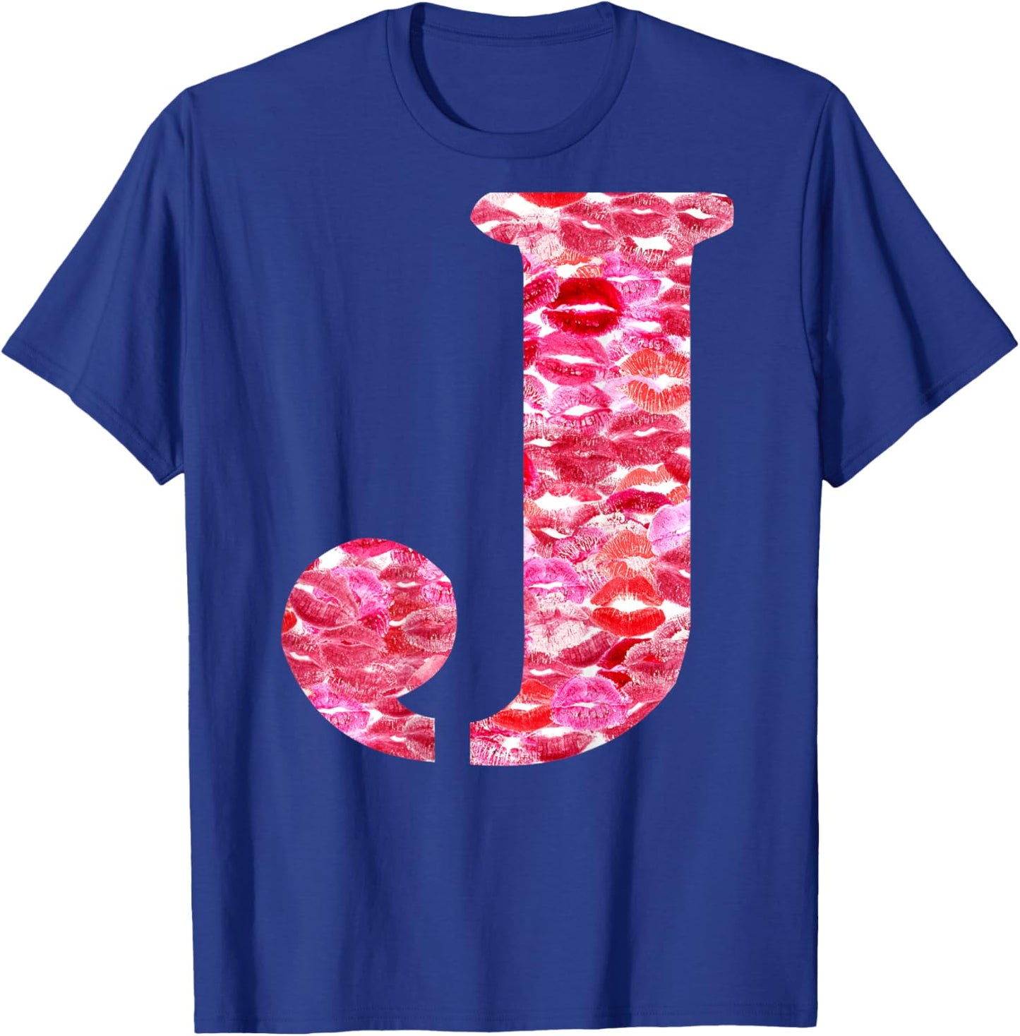 Back Print Only - Lipstick Kisses For Boyfriend Letter J T-Shirt - T-Shirt | Royal