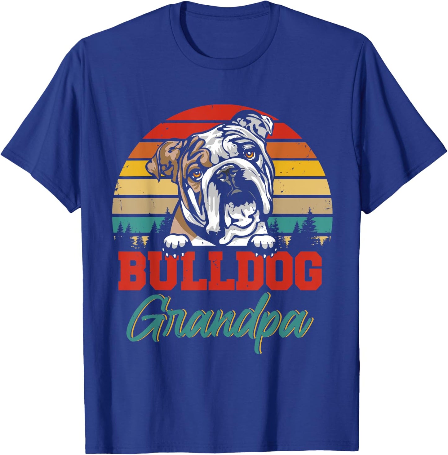 Vintage Retro Bulldog Grandpa Cool Father's Day Dog Lover Women T-Shirt - T-Shirt | Royal