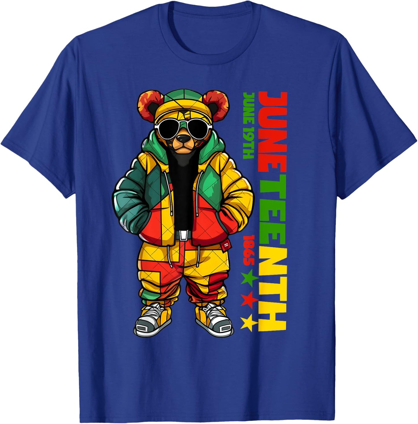 Juneteenth Black King Hip Hop Teddy Bear African American T-Shirt - T-Shirt | Royal