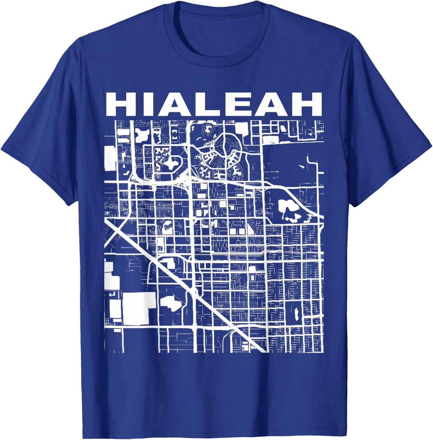 Florida Souvenir Hialeah City Street Map T-Shirt - T-Shirt | Royal