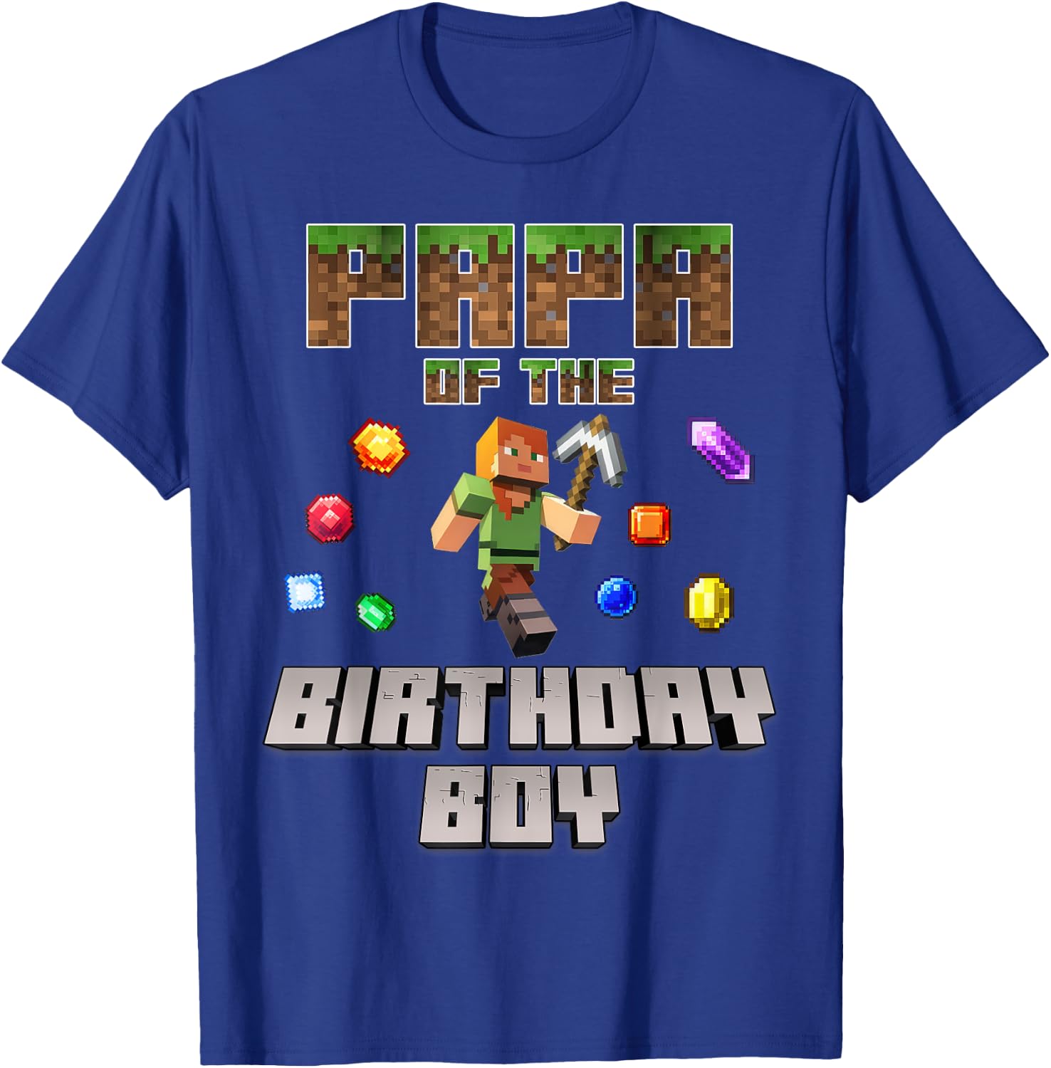 Papa Of The Birthday Boy Video Gamer Pixel Number T-Shirt - T-Shirt | Royal