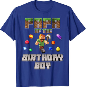 Papa Of The Birthday Boy Video Gamer Pixel Number T-Shirt - T-Shirt | Royal