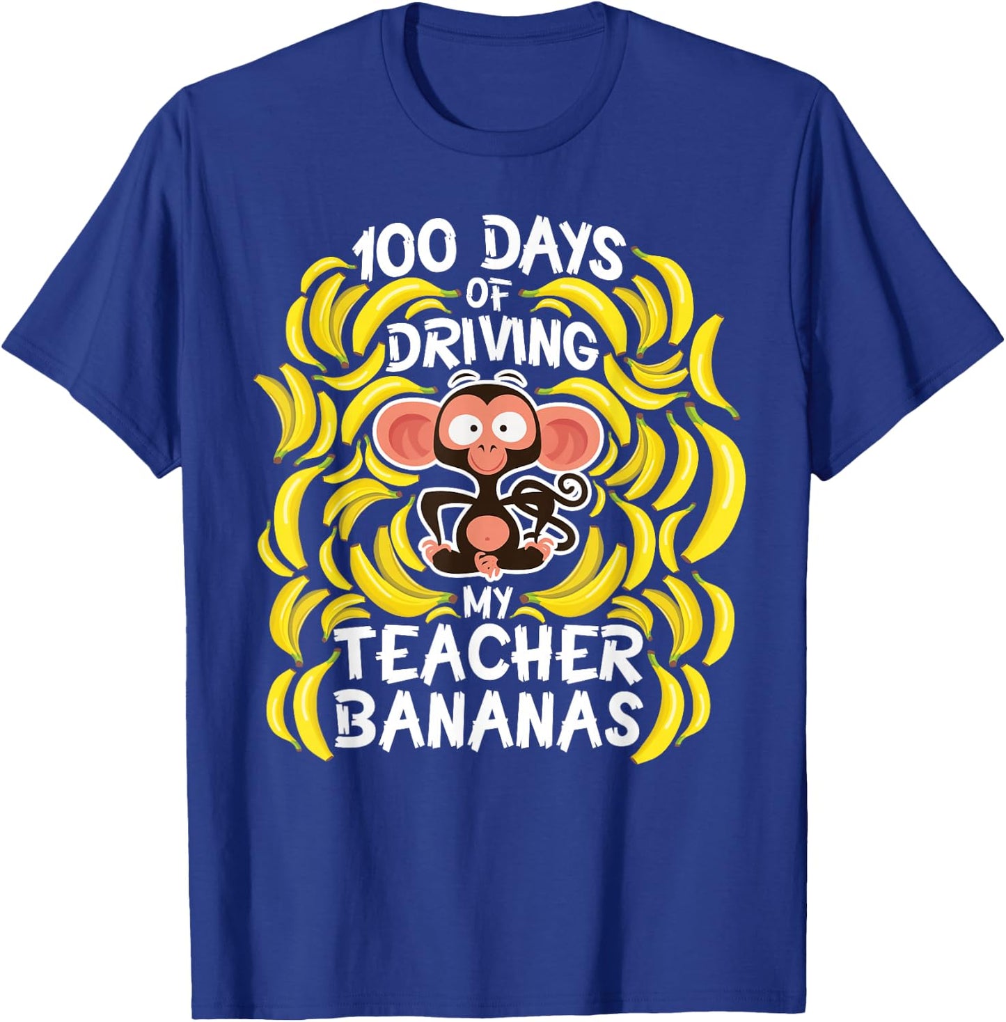 100th Day Of School Teacher Banana Monkey Pun T-Shirt - T-Shirt | Royal