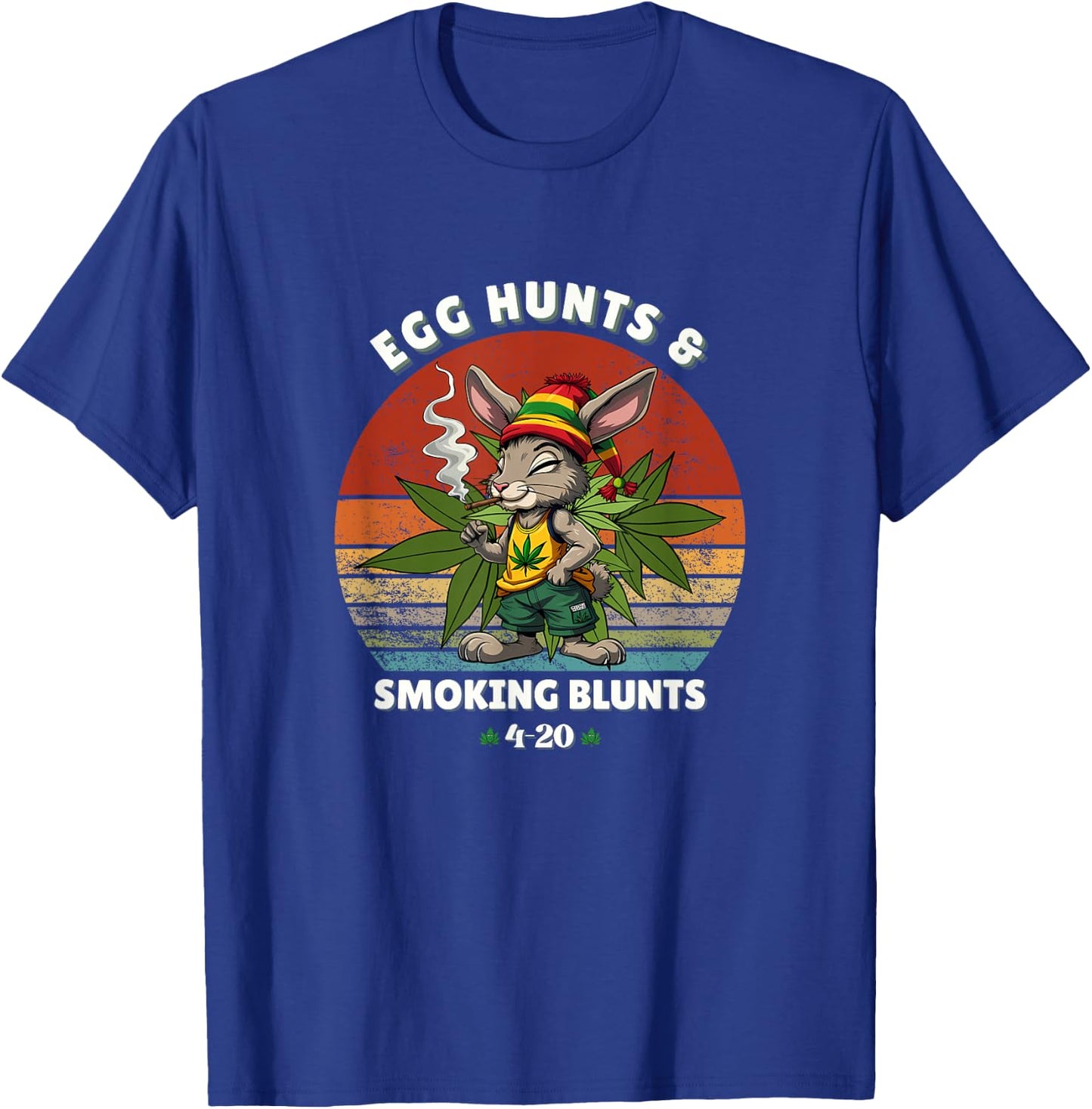Stoned Easter Bunny With Joint 4/20 Marijuana Easter 420 Day T-Shirt - T-Shirt | Royal
