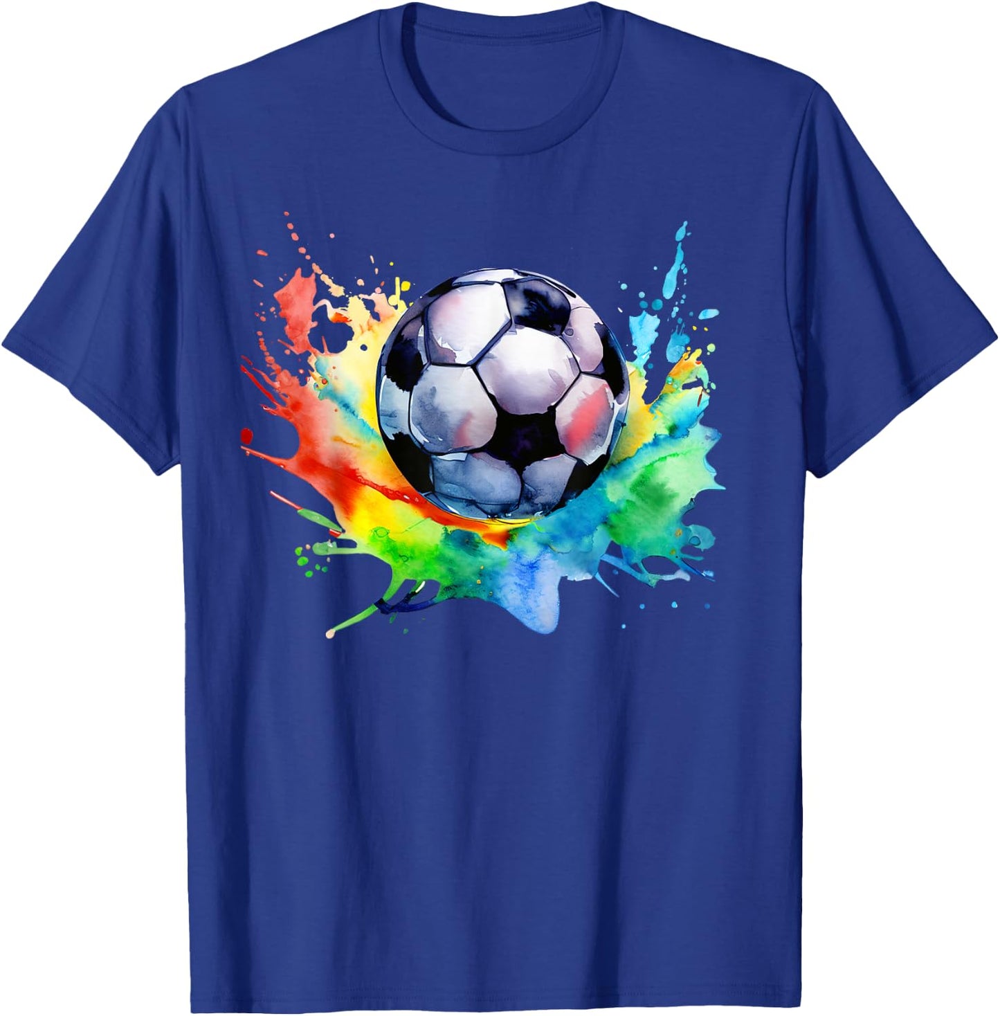 Football Watercolor Soccer Ball Artsy Splash Player Team T-Shirt - T-Shirt | Royal