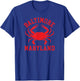 Baltimore Maryland Crab Retro Throwback Men Women Souvenir T-Shirt - T-Shirt | Royal