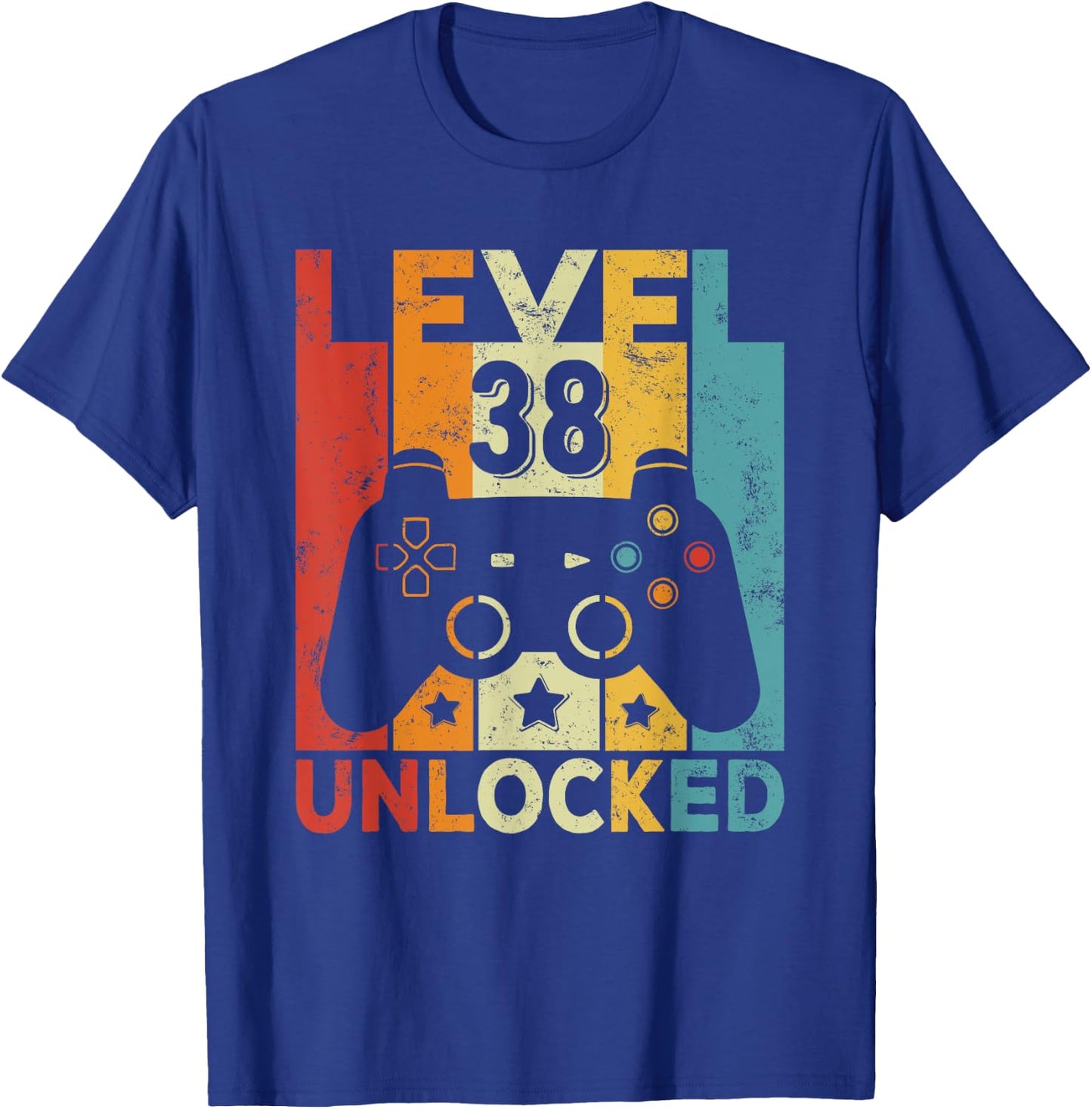 38th Birthday Man Woman 38 Years Old Game Controller Gamer T-Shirt - T-Shirt | Royal