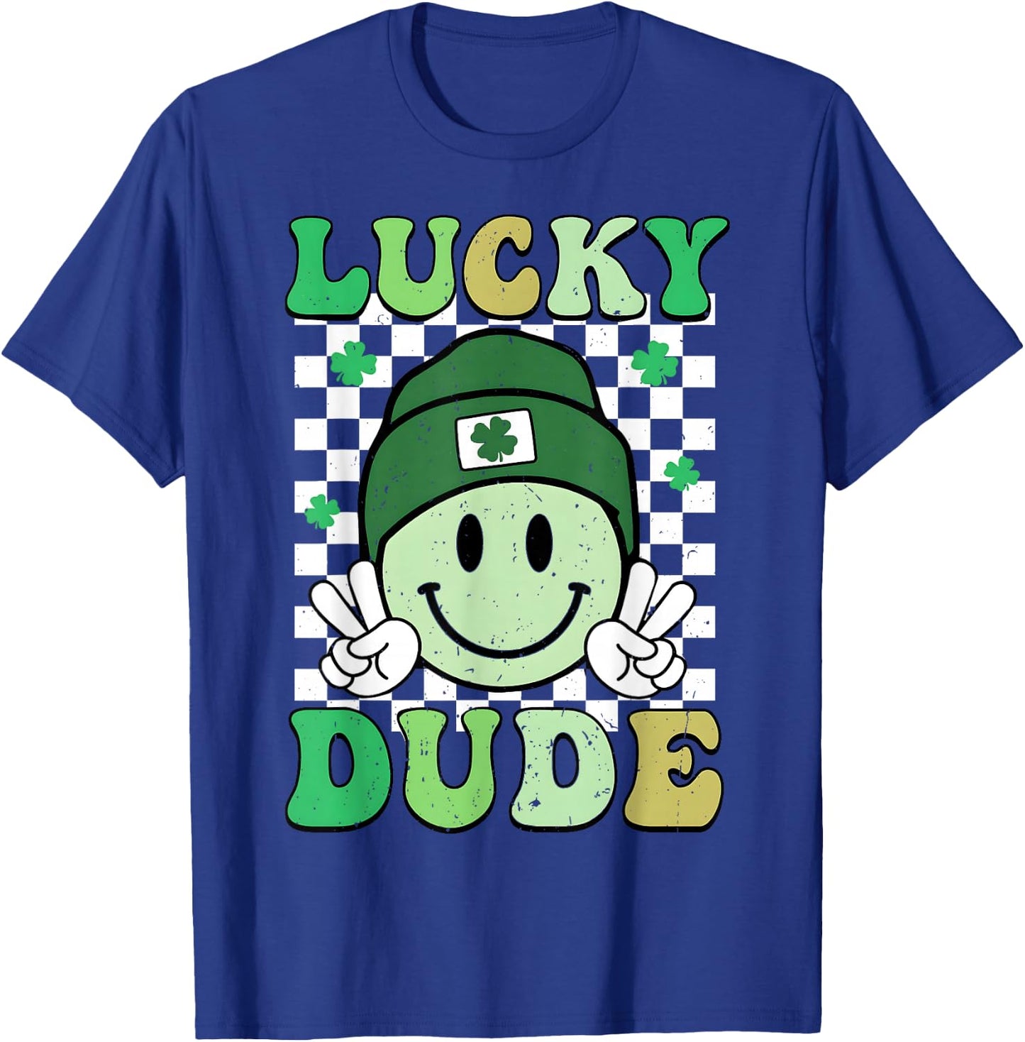 Lucky Dude St Patrick's Day Sunglasses With Lucky Shamrock T-Shirt - T-Shirt | Royal
