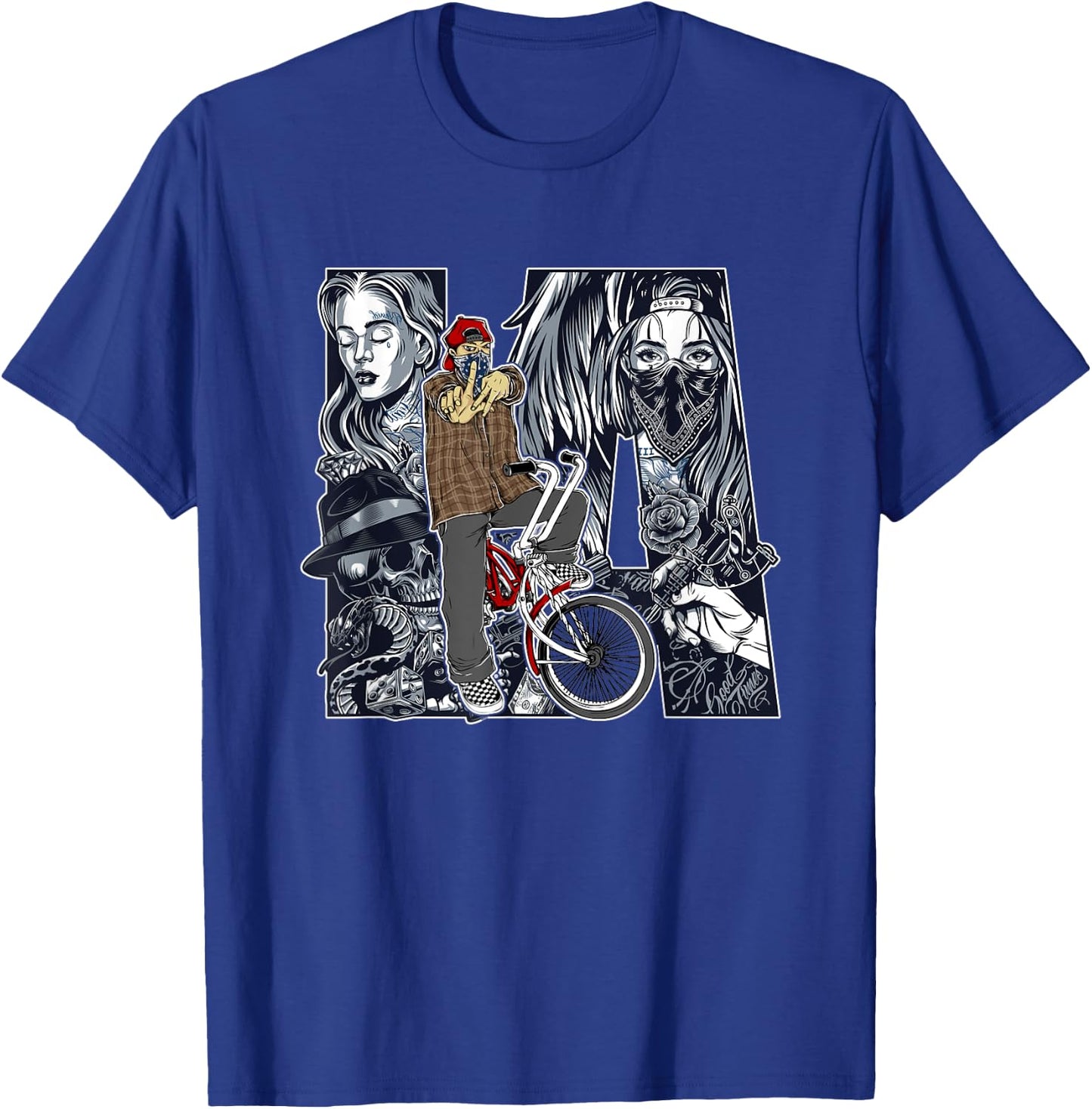 Lowrider Bike, LA Chicano Cholo, Los Angeles Lowrider T-Shirt - T-Shirt | Royal