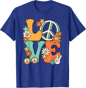 60s 70s Hippie Love Peace Groovy Party Outfit Retro , black T-Shirt - T-Shirt | Royal