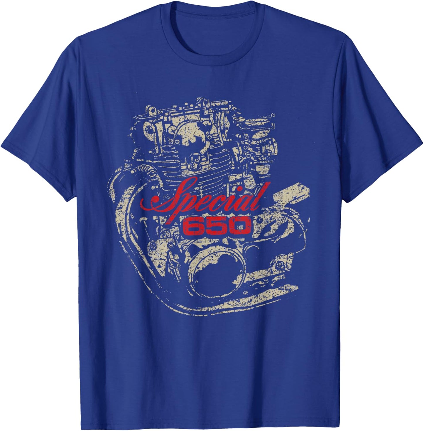 XS650 Special Engine Distressed Retro Design T-Shirt - T-Shirt | Royal