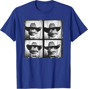 Frog Wearing Cowboy Hat Photoshoot Funny Animal Photobooth T-Shirt - T-Shirt | Royal