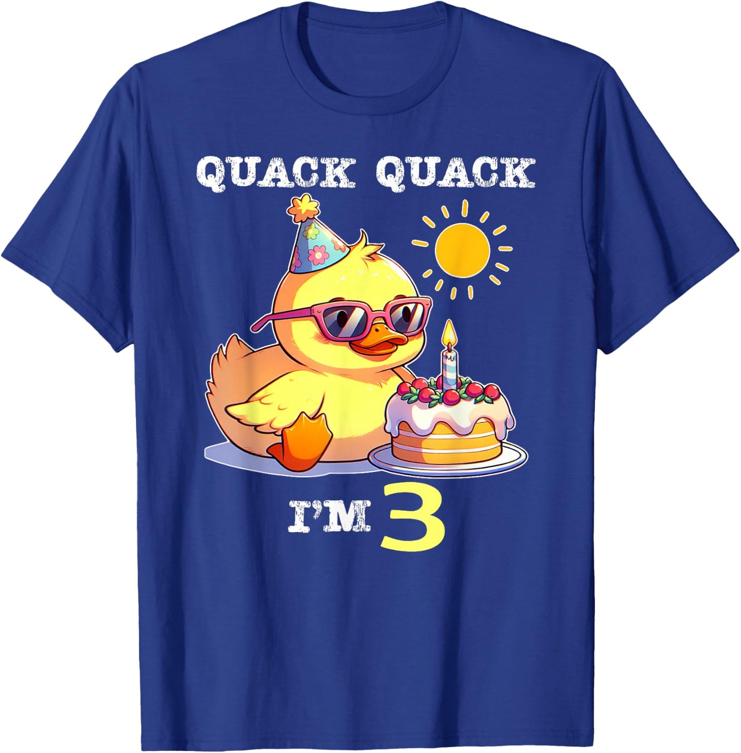 Kids 3rd Birthday Quack Im 3 Cute Duck Toddler Boy Girl T-Shirt - T-Shirt | Royal