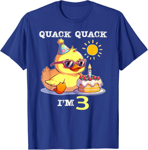 Kids 3rd Birthday Quack Im 3 Cute Duck Toddler Boy Girl T-Shirt - T-Shirt | Royal