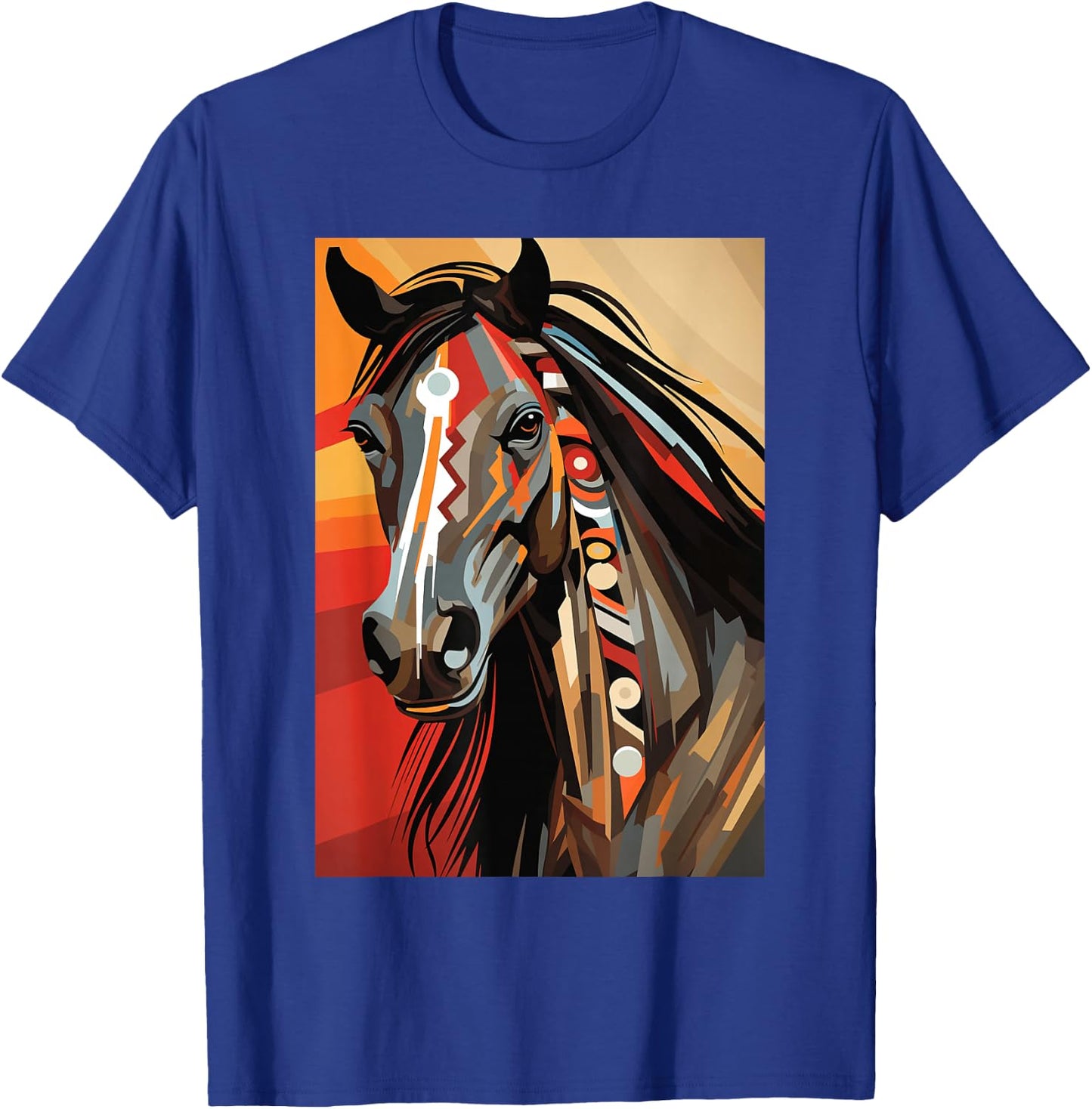 Indianer Geometrisch Abstrakt Tribal Art Pferd T-Shirt - T-Shirt | Royal